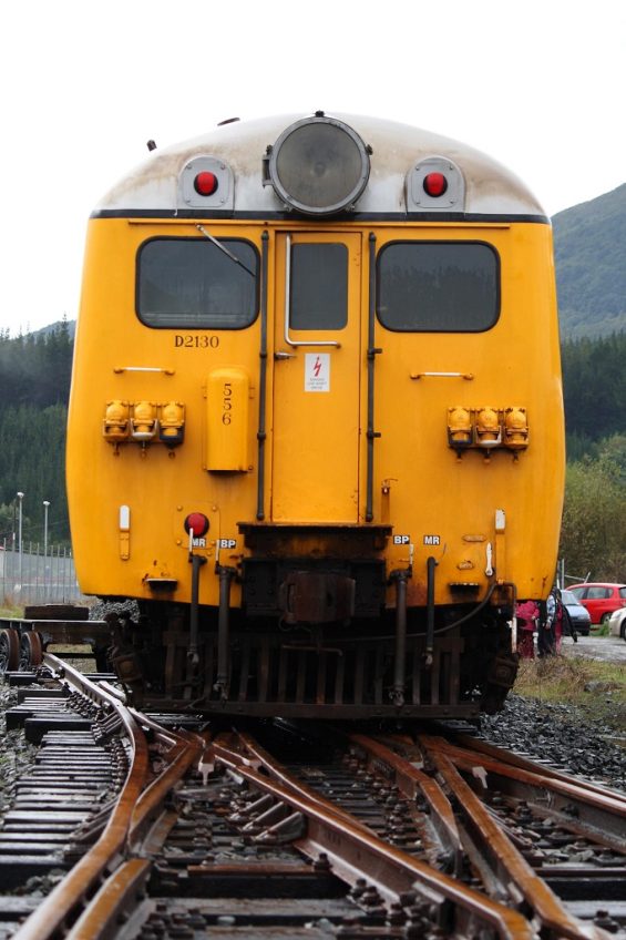 Trailer car D2130 at the rear of the Cyclops set, positioned on the double slip in the middle of the Maymorn station yard. Photo: Doug Johnston.