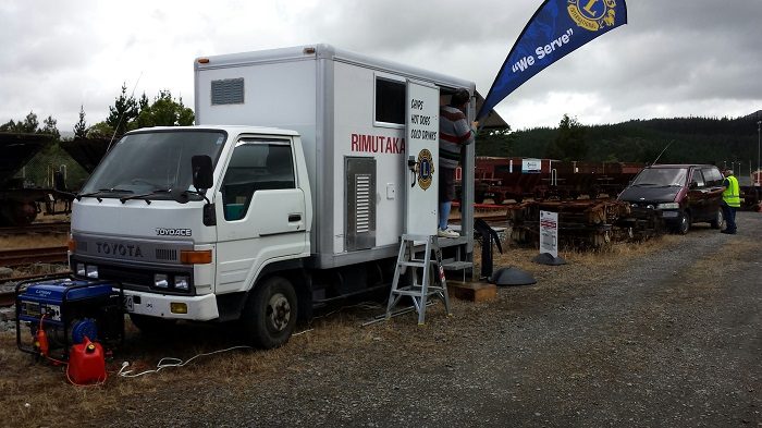 Rimutaka Lions Club setting up their hot food cart earlier in the day. Photo: Jean McCracken