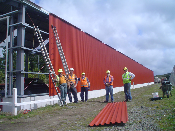 Some of the team working on the rail vehicle shed