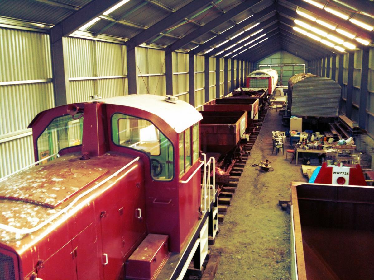 Tr189 inside rail vehicle shed on 23 March 2013