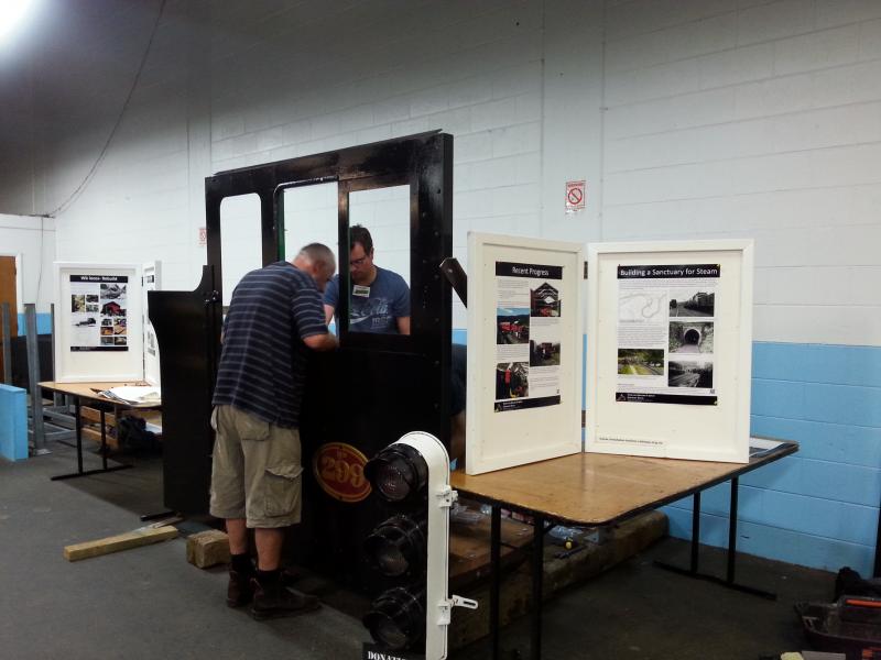 Trust volunteers assembling 299's cab and bunker at RailEx on 14 November 2014.