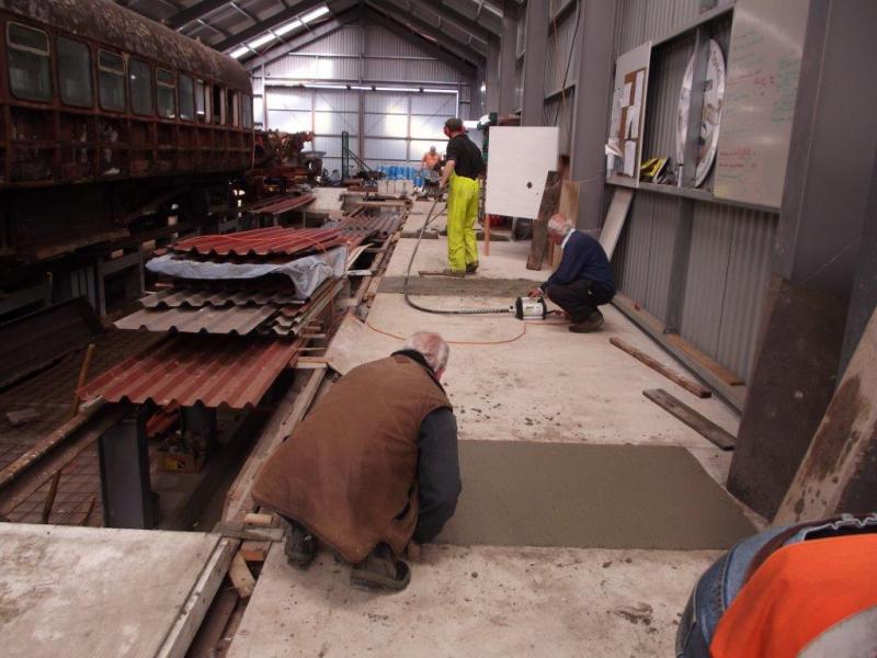 Small floor slabs getting the treatment inside the shed