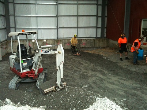 Compacting fill into the workshop foundations