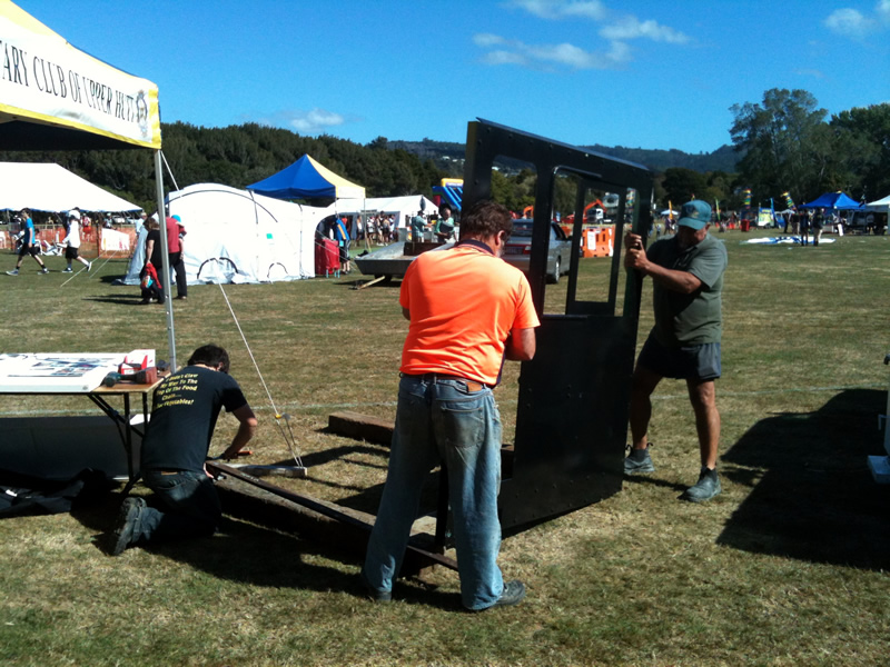 Trust members dismantling the cab side and bunker at the end of the carnival on 28 February.