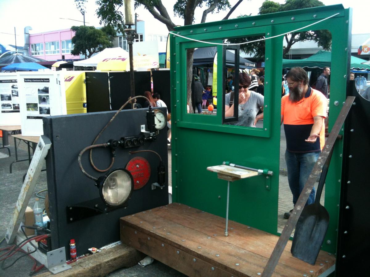 The driver’s side of the locomotive cab on display at Upper Hutt Summer Carnival