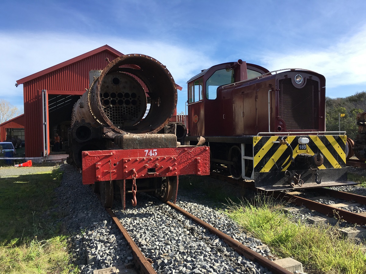 Ab 745 and Tr 189 outside rail vehicle shed