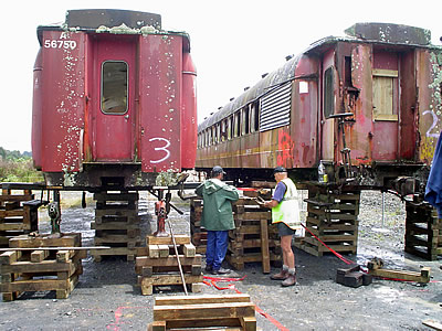 A1916, A 1988 being lowered off blocks.