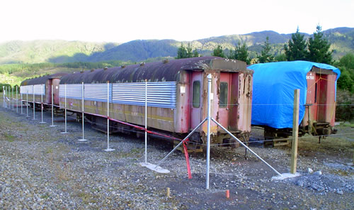 three 56-foot carriages stored at Maymorn.