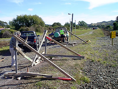 Ian Shore and Colin Craddock working on the pedestrian crossing. 