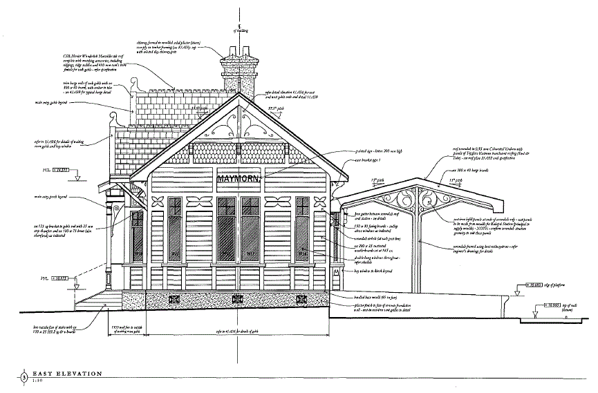 Maymorn station building, end elevation