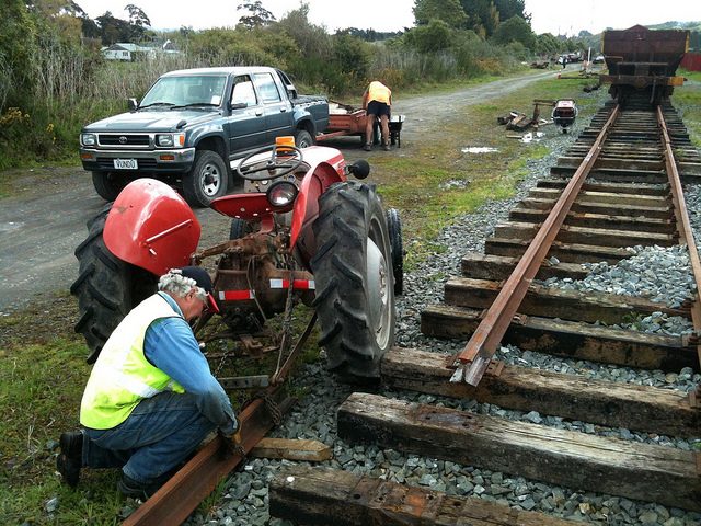 Glenn swapping out 91LB rail from mainline.