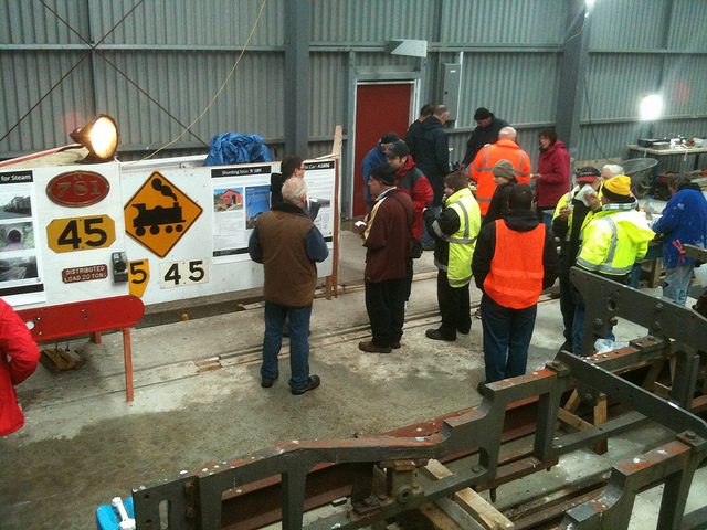 Hot drinks and BBQ inside our rail vehicle shed were welcomed by visitors to the recommissioning of Tr 189.