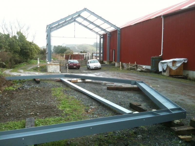 End portal laid out on the ground ready for assembly - another train door frame to build before it gets lifted up.