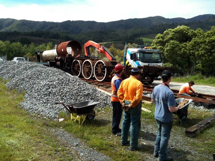 Frame on our mainline at Maymorn on Wednesday 30th, with smokebox placed in the saddle.