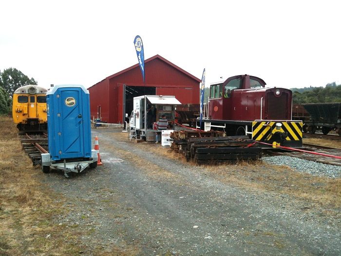 Facilities and passenger loading point near the rail vehicle shed. A big thanks to Superloo for sponsoring the 'loo!