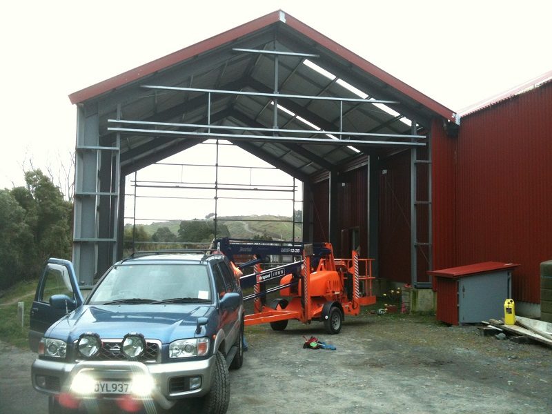 Packing up on Sunday night, with both barges and flashings installed at Kaitoke end of the workshop. Photo: Hugh McCracken