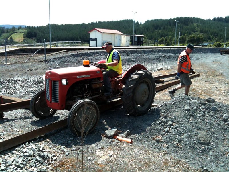 Second length of rail eased over the newly laid surface drain