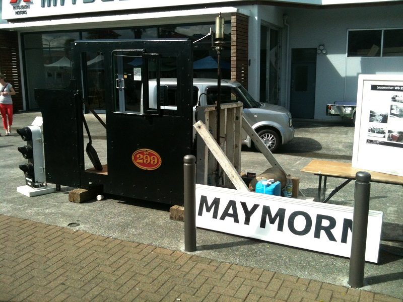 Exterior view of Wb299 cab side at March Madness, with other items of the display