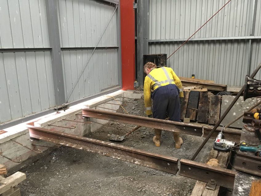 Bruce finishing off excavations for rail beams on road 2