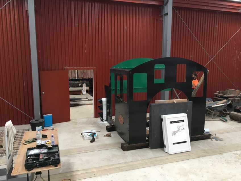 Reassembling the cab inside the workshop at Maymorn on 26 November, as an exhibit for visitors to the railway.