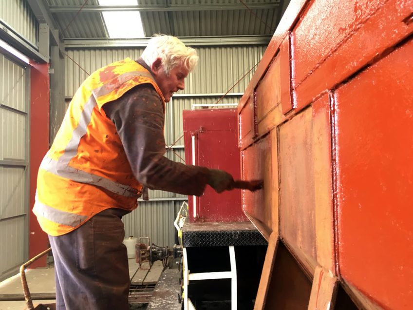 The hopper of Yc877 receives its first coat of primer on 26 August 2017