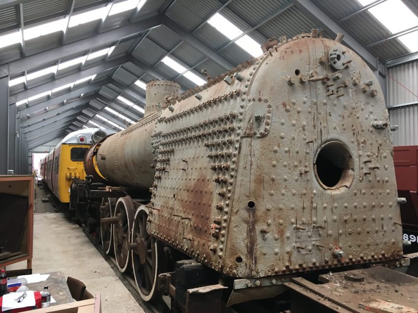 Original boiler on Ab 745 inside the rail vehicle shed