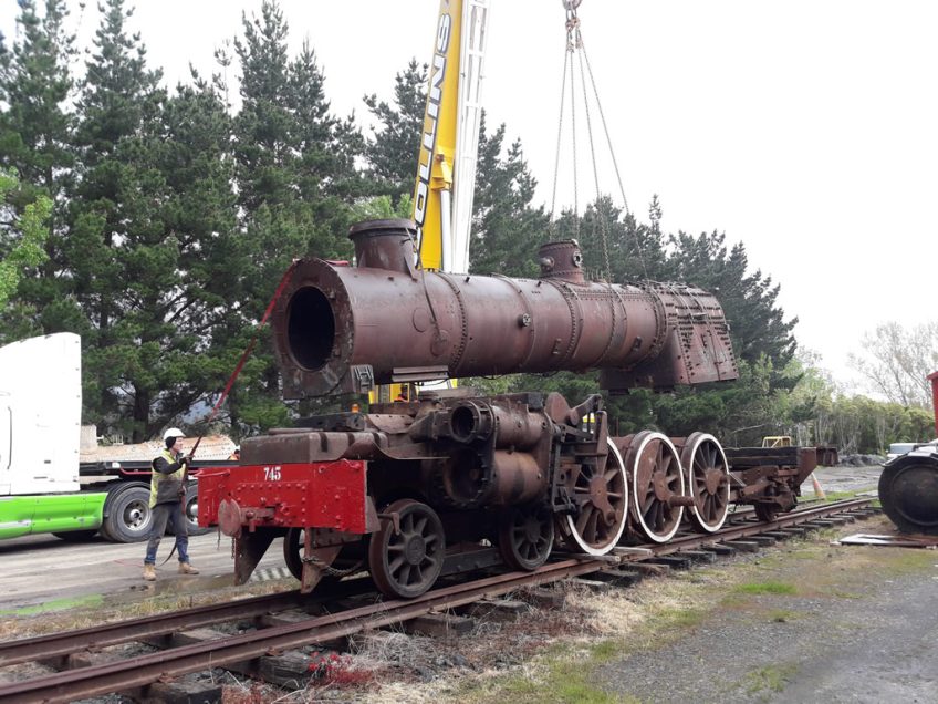 Lifting replacement boiler onto engine frame