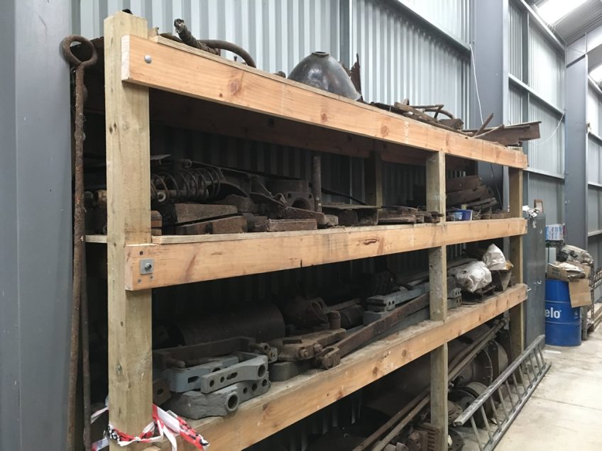 Storage shelf built for Ab steam locomotive parts