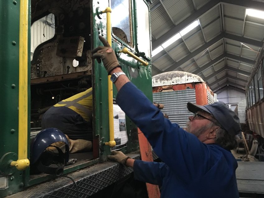 Colin pointing out areas of the ORB cab that need repairs