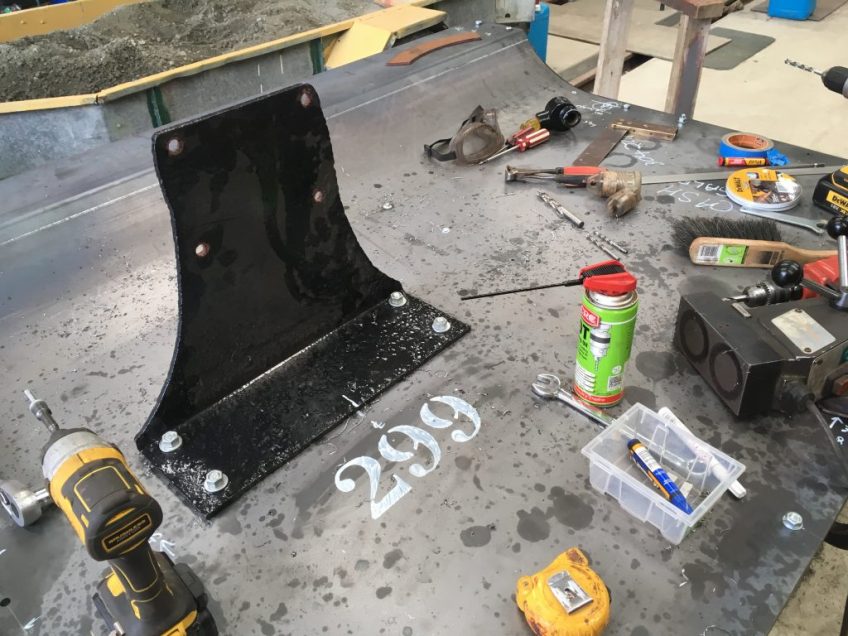 Rear headlight bracket fitted to 299's coal bunker