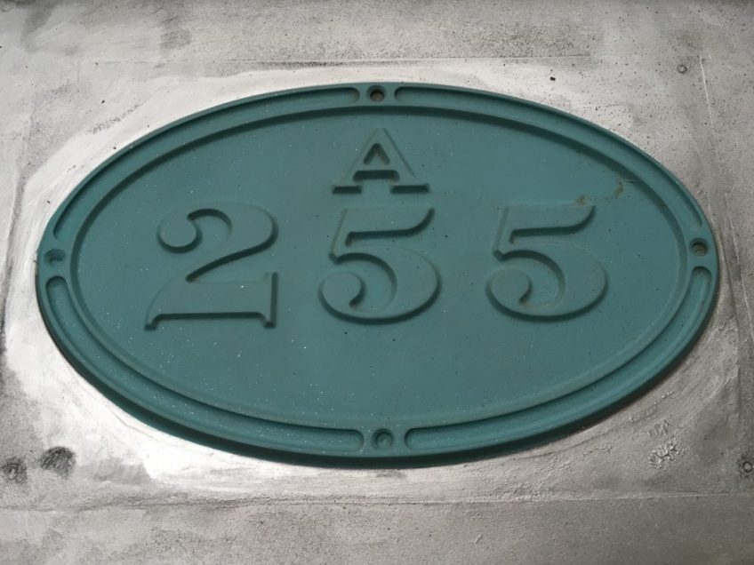 A 255 number plate pattern