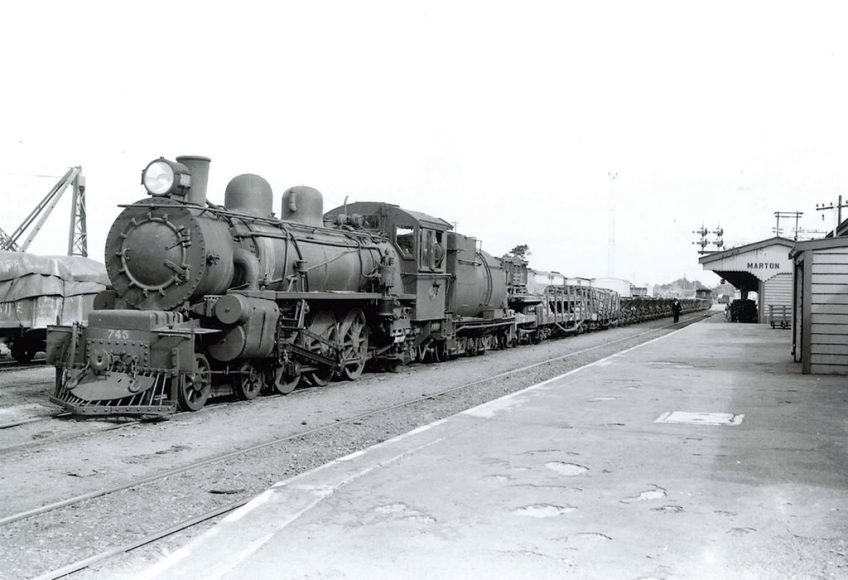 Ab 745 on a work train at Marton 11 December 1954