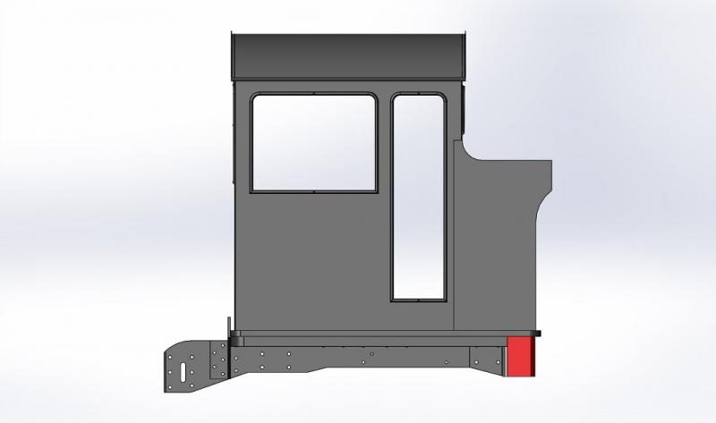 Cab, bunker, headstock and plate frame extensions modelled in CAD. 
