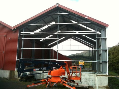 Barge boards fitted to Upper Hutt end of workshop