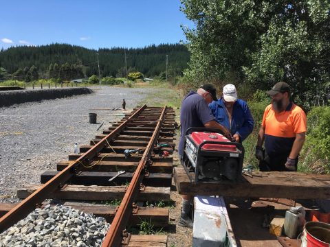 Peter, Colin and Ray working on the track extension