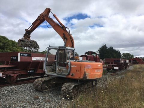 Loading ballast wagons on 9 March 2019