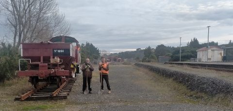 Track team at the railhead on 5 June 2021