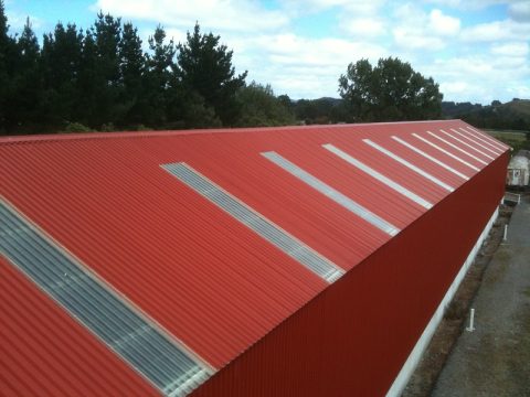 Ridge cap fixed to most of the length of the shed, viewed from cherrypicker on 26 February 2011.